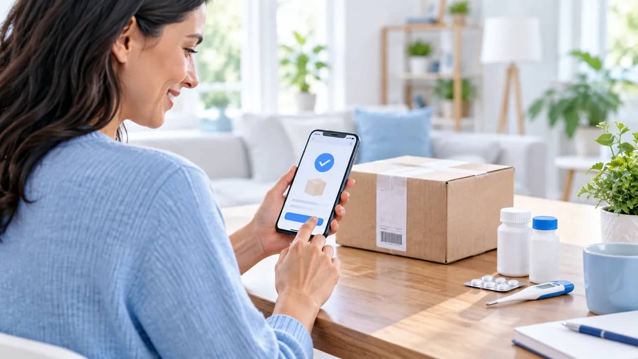 Persona revisando la confirmación de entrega de su pedido en un teléfono