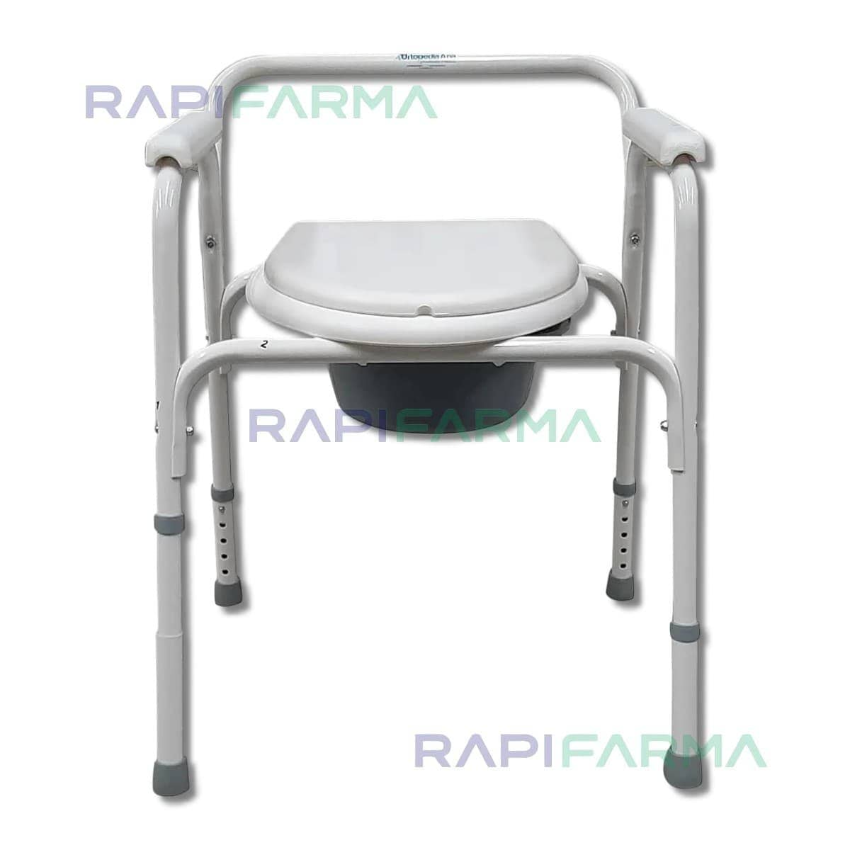 Folding shower and commode chair with adjustable height